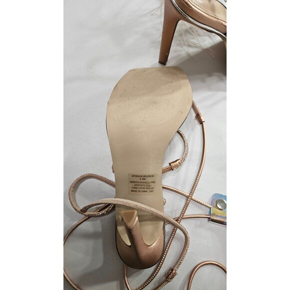 Steve Madden Tan Strappy Block Heel Slip On Square Toe Women's Sandals Size 8.5M - Picture 9 of 10